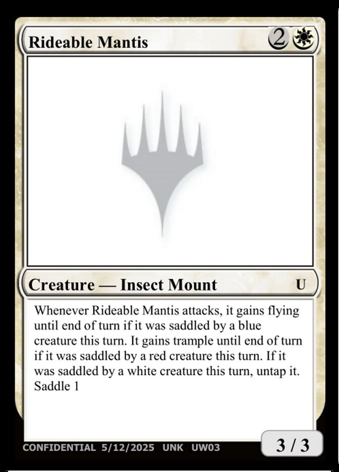 Rideable Mantis — Unknown Event UW03a/512