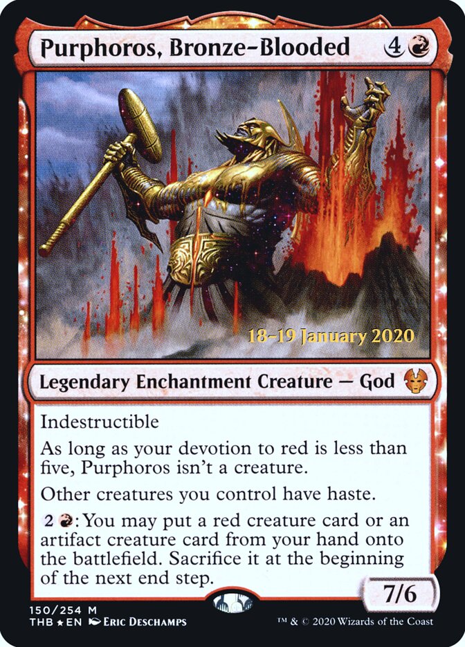 Purphoros, Bronze-Blooded — Theros Beyond Death Promos 150s/137