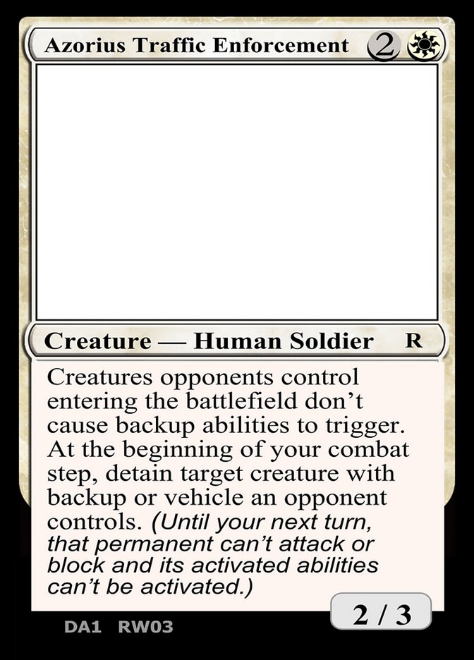 Azorius Traffic Enforcement — Unknown Event RW03a/512