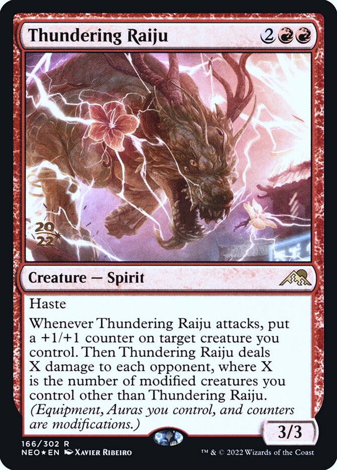 Thundering Raiju — Kamigawa: Neon Dynasty Promos 166s/148