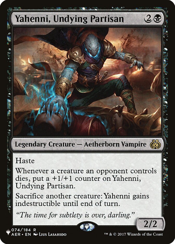 Yahenni, Undying Partisan — The List AER-74/5581