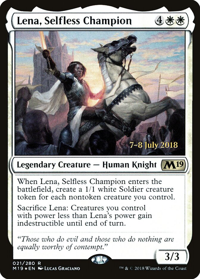 Lena, Selfless Champion — Core Set 2019 Promos 21s/95