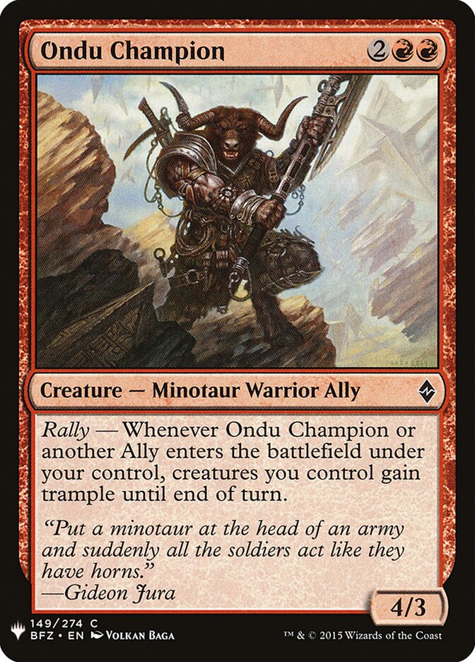 Ondu Champion — The List BFZ-149/5581
