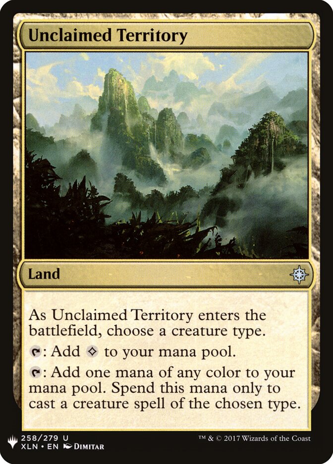 Unclaimed Territory — The List XLN-258/5581
