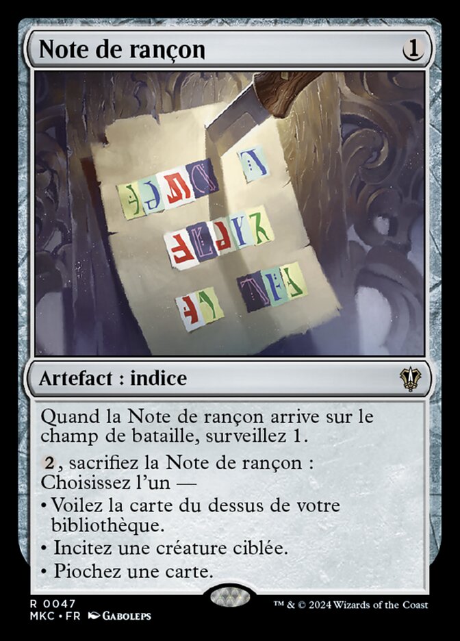 Note de rançon — Murders at Karlov Manor Commander 47/358