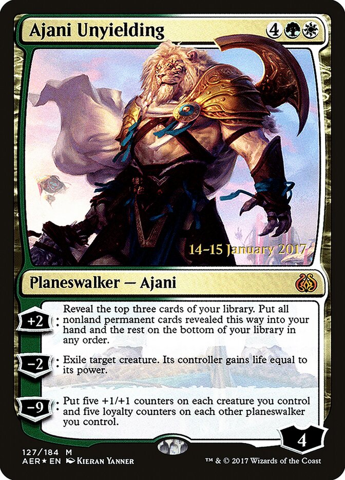 Ajani Unyielding — Aether Revolt Promos 127s/65