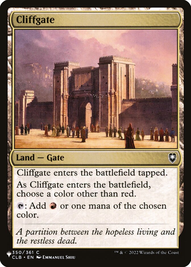 Cliffgate — The List CLB-350/5581