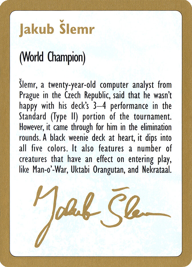 Jakub Šlemr Bio — World Championship Decks 1997 js0a/131