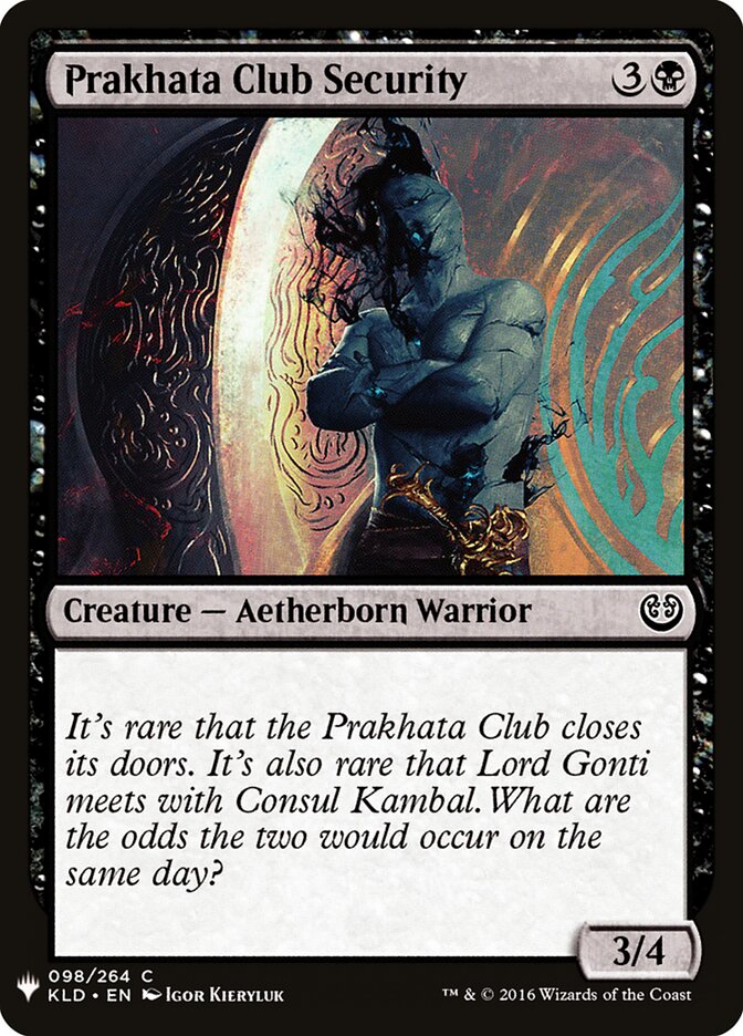 Prakhata Club Security — The List KLD-98/5581