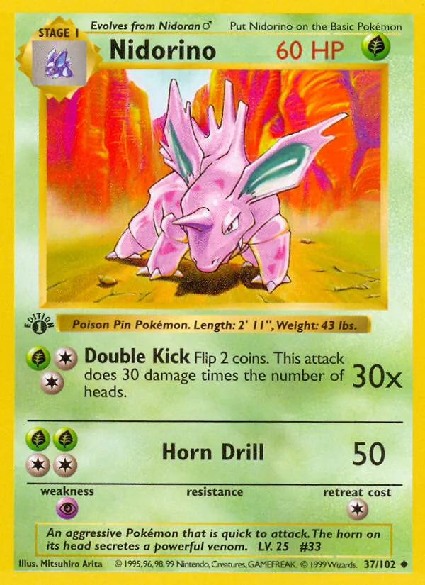 Nidorino — Base Set 37/102
