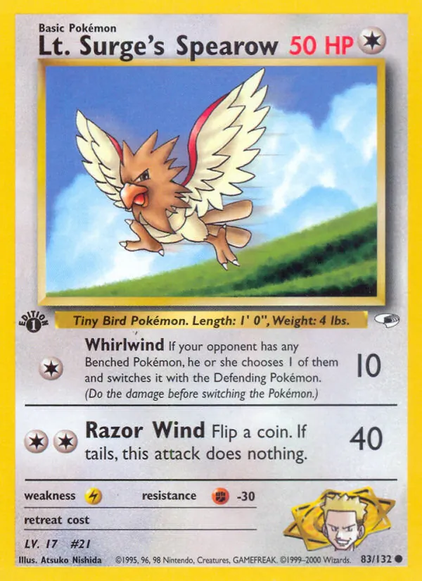 Lt. Surge's Spearow — Gym Heroes 83/132