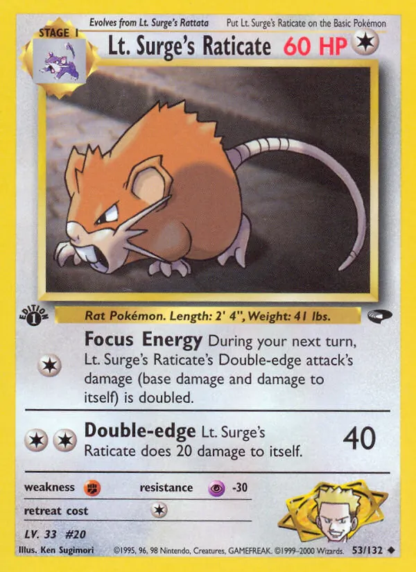 Lt. Surge's Raticate — Gym Challenge 53/132