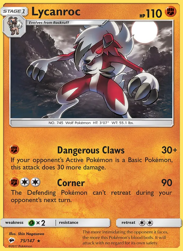 Lycanroc — Burning Shadows 75/147