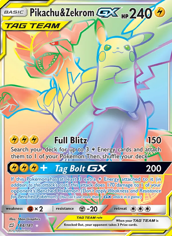 Pikachu & Zekrom GX — Team Up 184/181