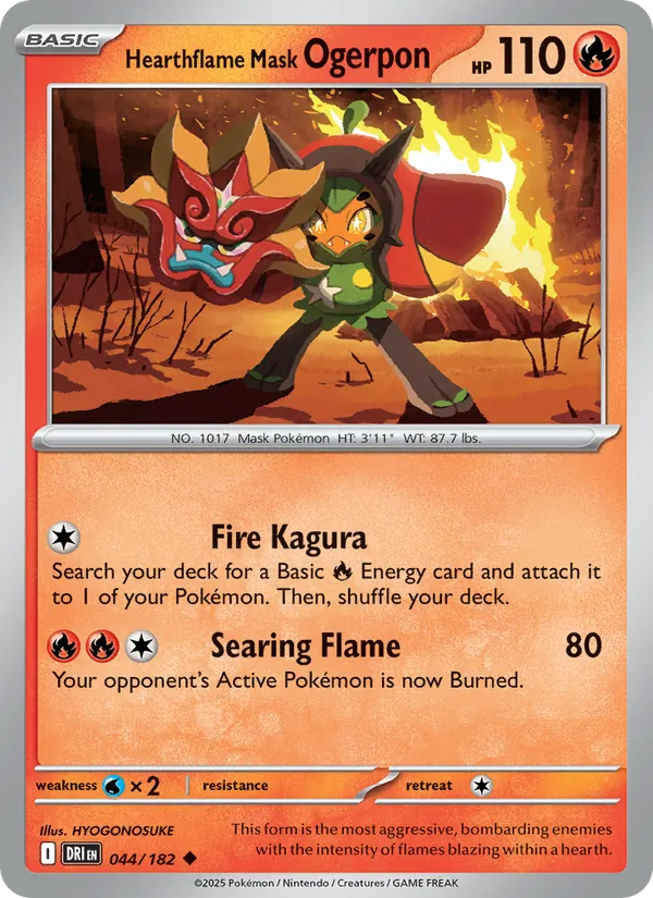 Hearthflame Mask Ogerpon — Destined Rivals 044/182