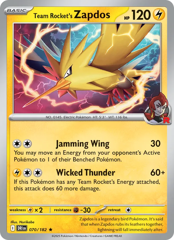 Team Rocket's Zapdos — Destined Rivals 070/182