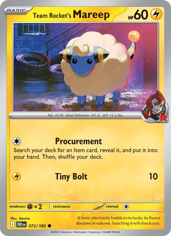 Team Rocket's Mareep — Destined Rivals 072/182