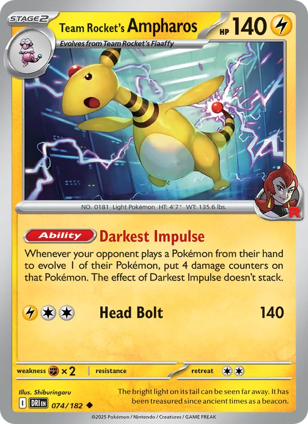 Team Rocket's Ampharos — Destined Rivals 074/182