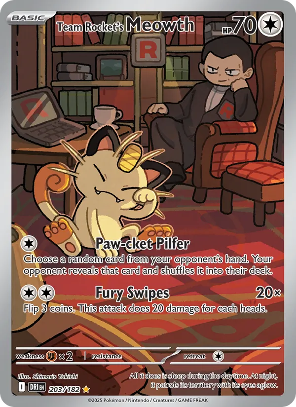 Team Rocket's Meowth — Destined Rivals 203/182