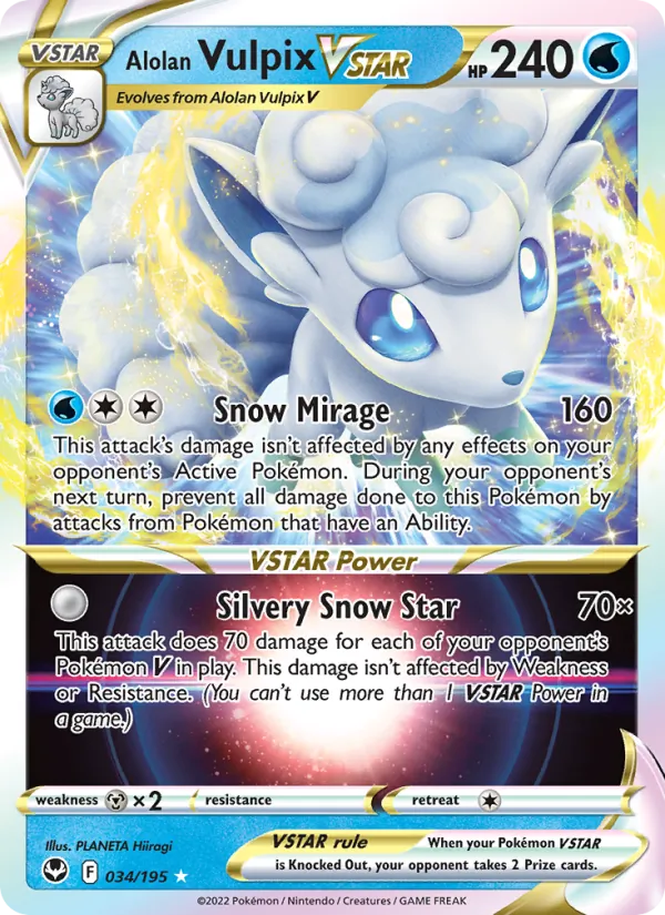 Alolan Vulpix VSTAR — Silver Tempest 034/195
