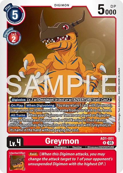 Greymon — Advanced Booster DIGIMON GENERATION [AD-01] AD1-001