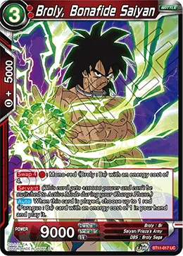 Broly, Bonafide Saiyan — Vermilion Bloodline Pre-Release Cards BT11-017